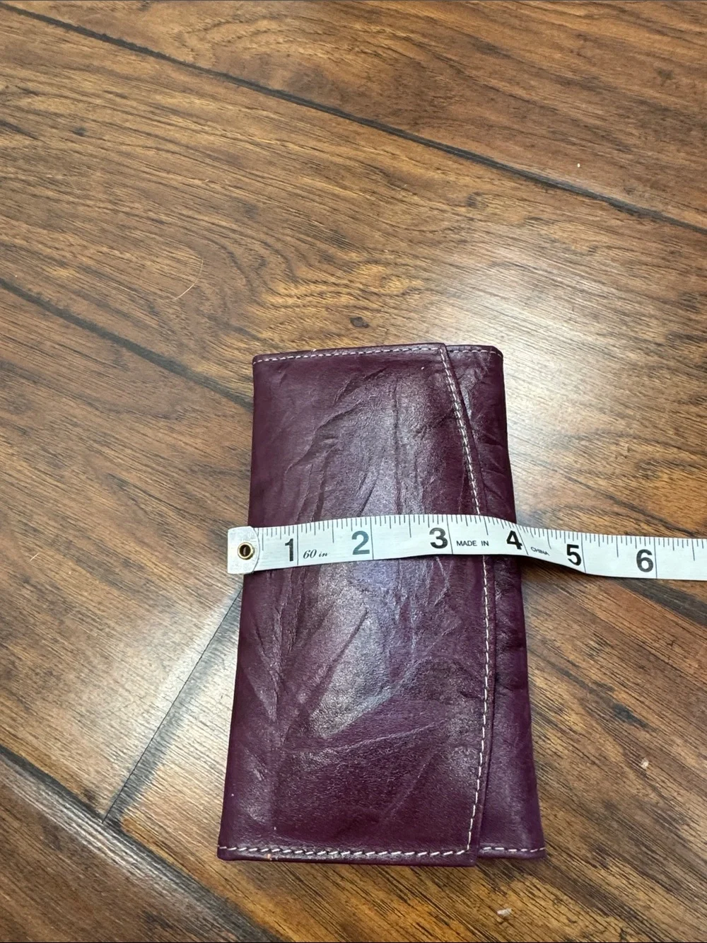 Burgundy Plum Tri Fold Wallet Clutch Organizer Snap Zip Pocket